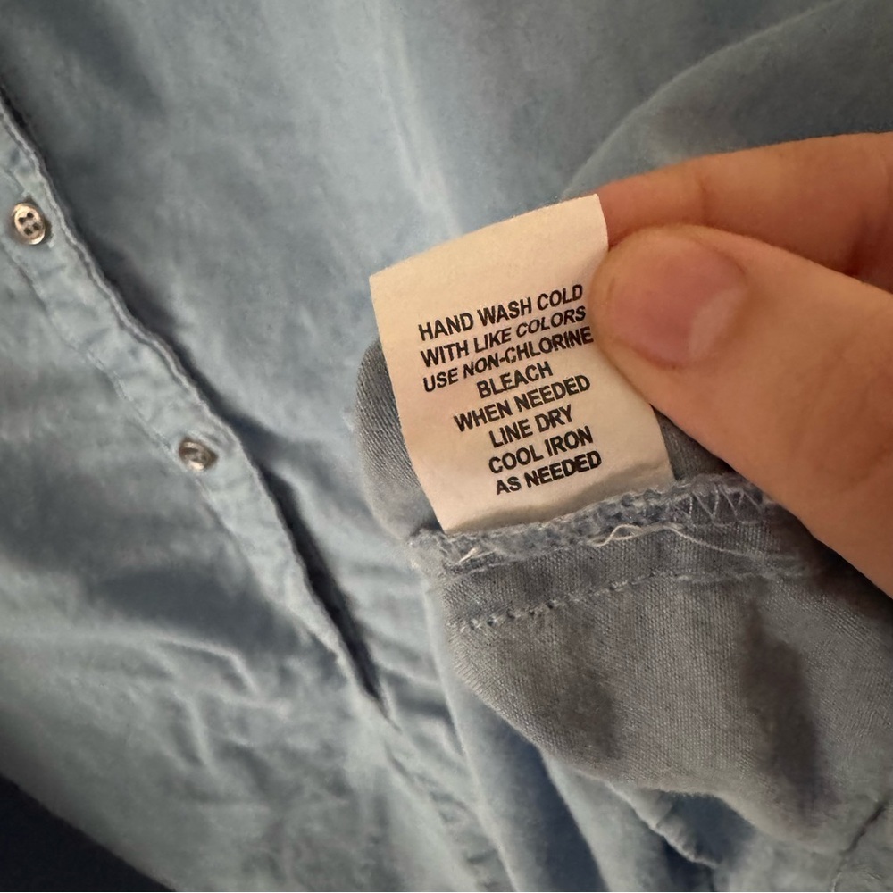 CLUB Z COLLECTION Tencel Cotton Chambray Blouse 3X Plus Coastal Cottagecore Chic - Picture 9 of 11